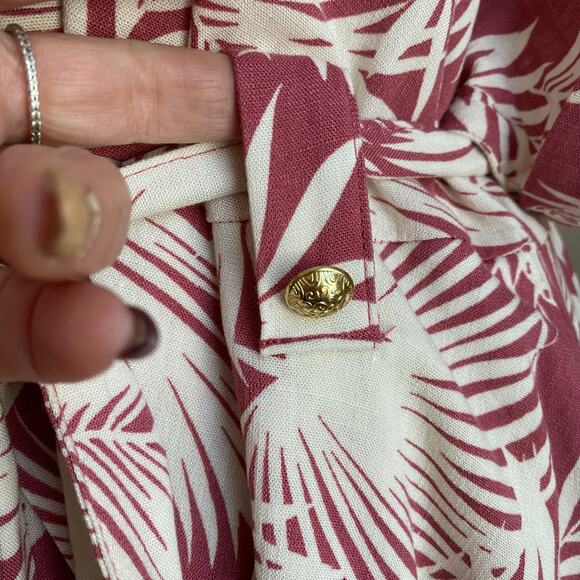 Torrid Shaded Palms Mini Rayon Slub Button Front Collared Dress Rose Size XL - Picture 9 of 9